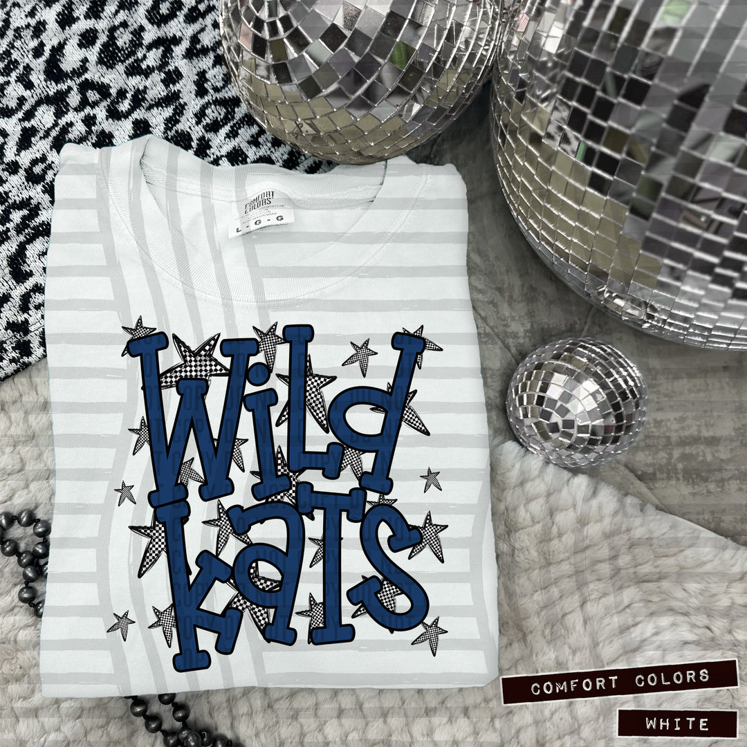 Navy Staggered DTF Print