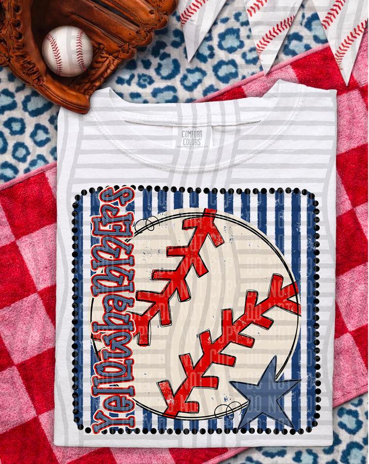 Baseball RWB Framed DTF Print