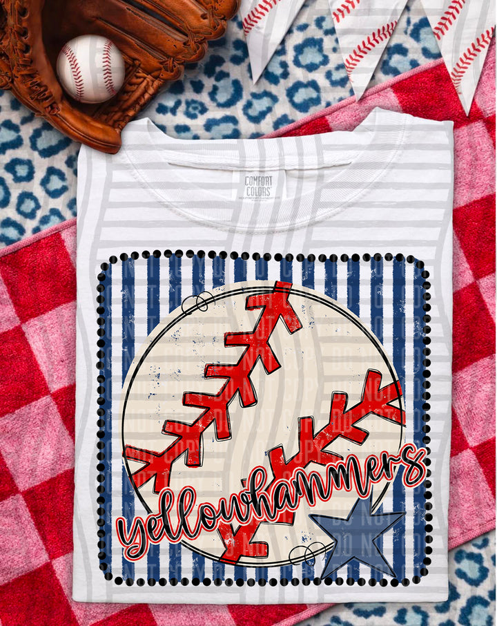 Baseball RWB Framed Script DTF Print