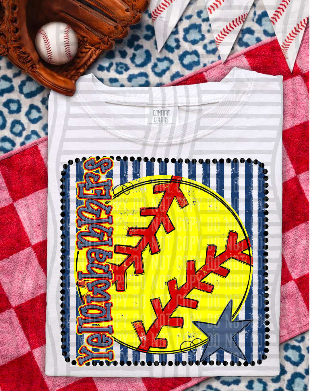 Softball RWB Framed DTF Print