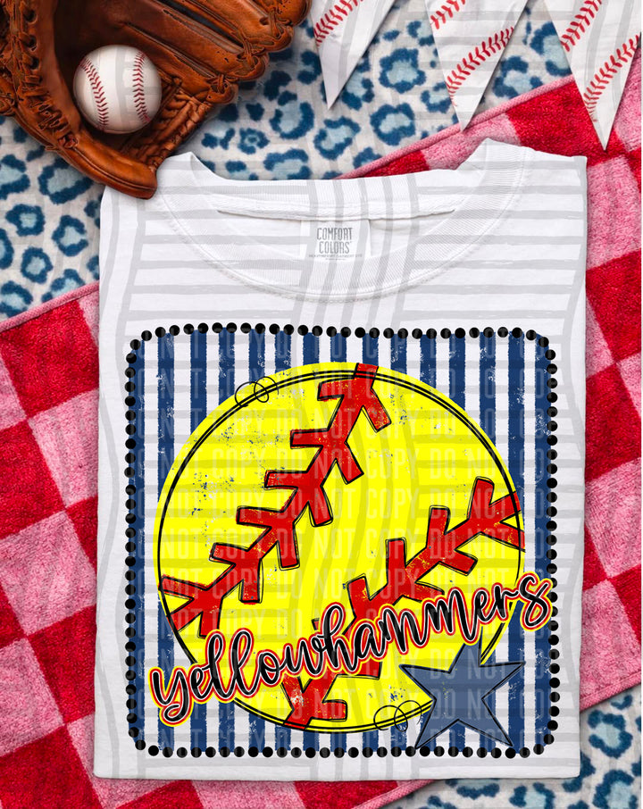 Softball RWB Framed Script DTF Print