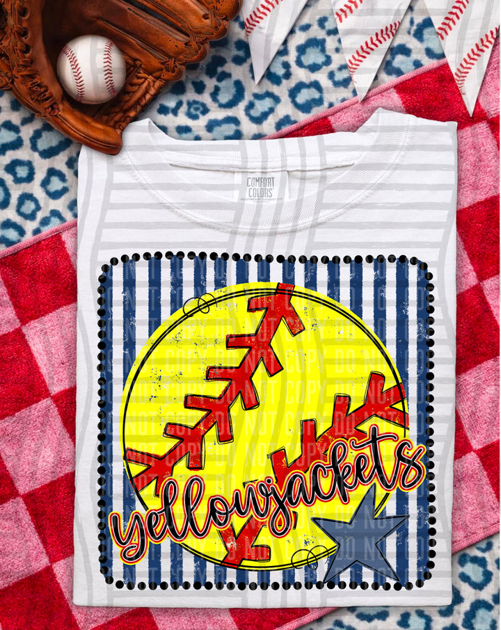 Softball RWB Framed Script DTF Print