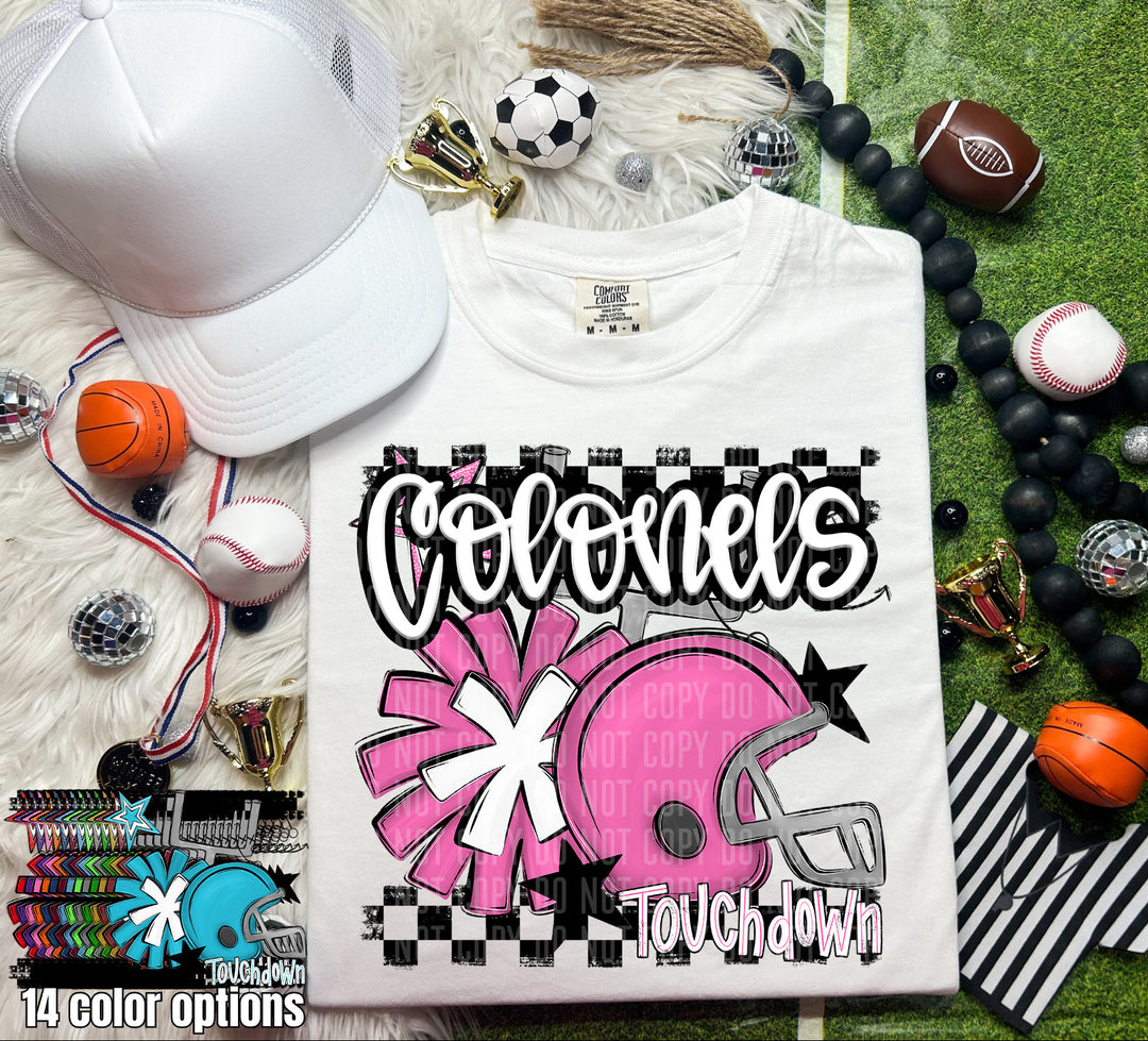 Helmet Pom Mascots Colors Bright Blue DTF Print