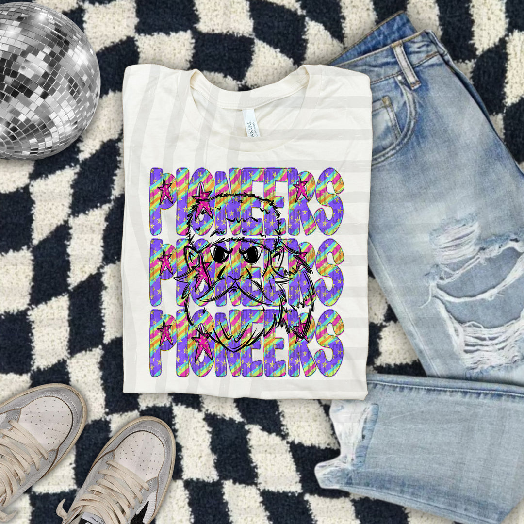 Rainbow Swirl Mascot Outlines DTF Print