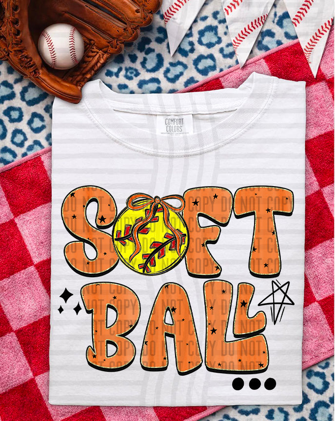 Softball Retro DTF Print