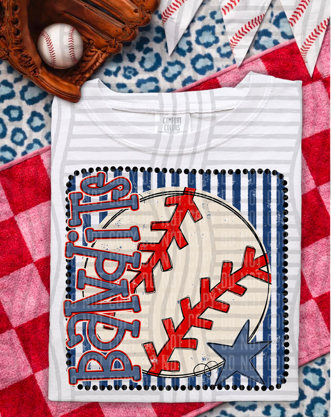 Baseball RWB Framed DTF Print