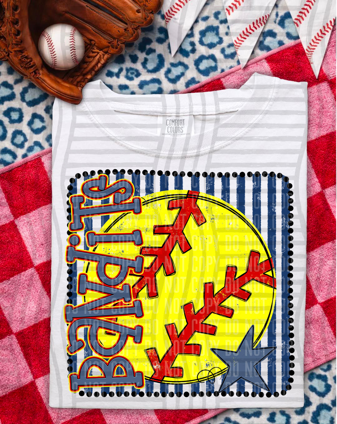 Softball RWB Framed DTF Print