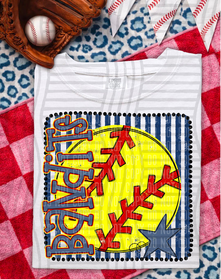 Softball RWB Framed DTF Print