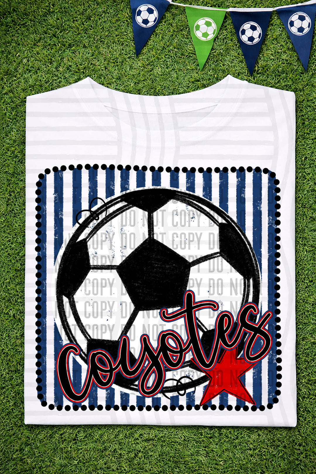 Soccer RWB Framed DTF Print