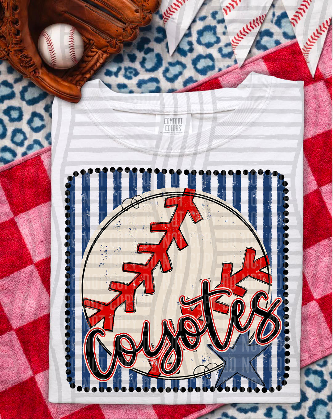 Baseball RWB Framed Script DTF Print