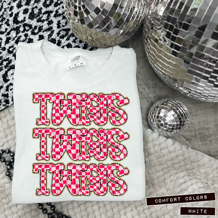 Pink Checks DTF Print