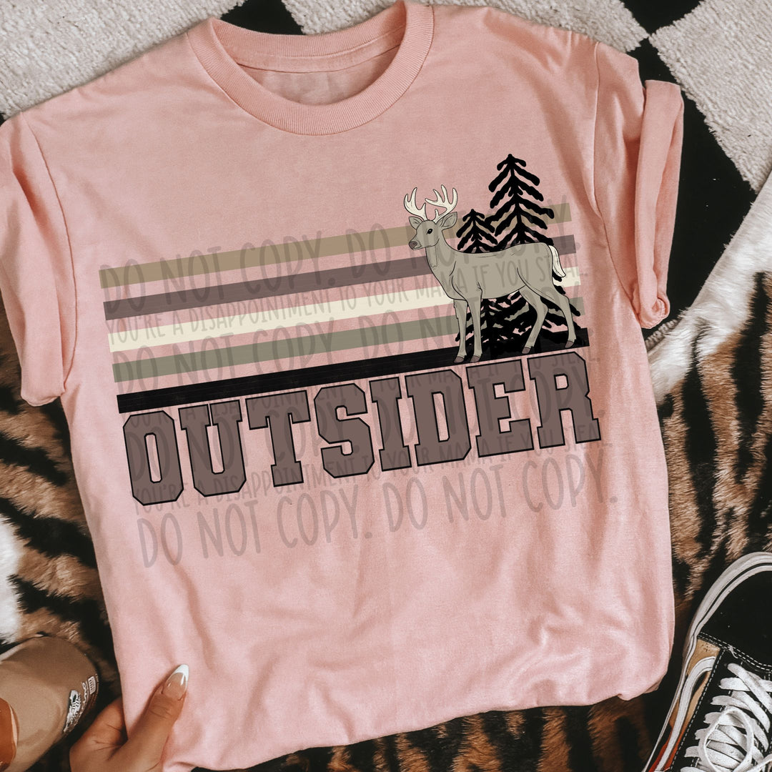 Outsider Retro Stripe Deer DTF Print