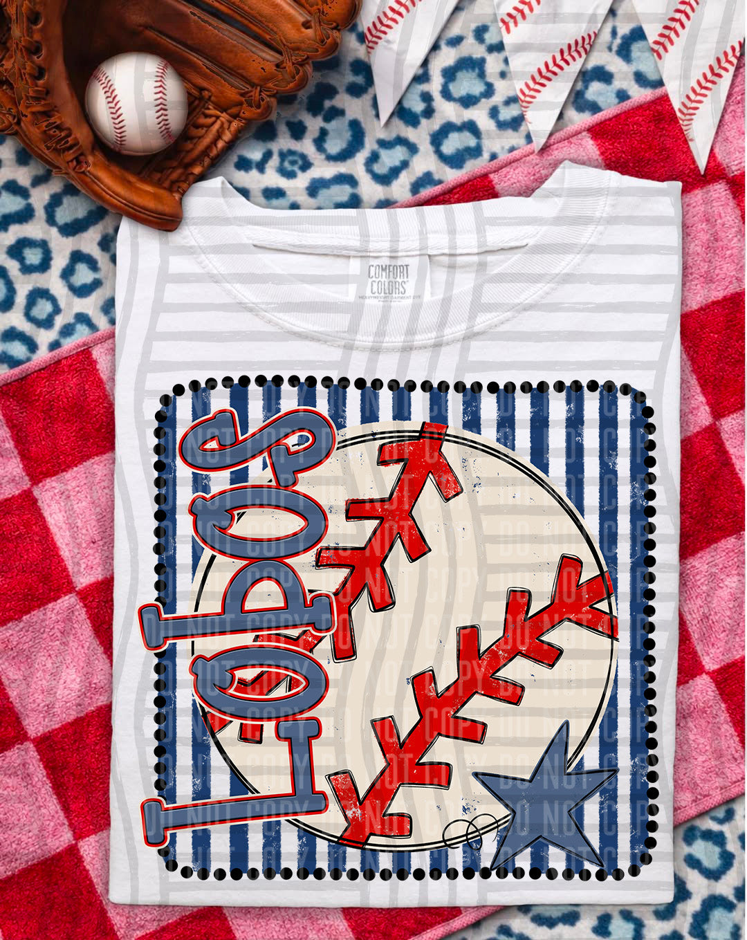 Baseball RWB Framed DTF Print