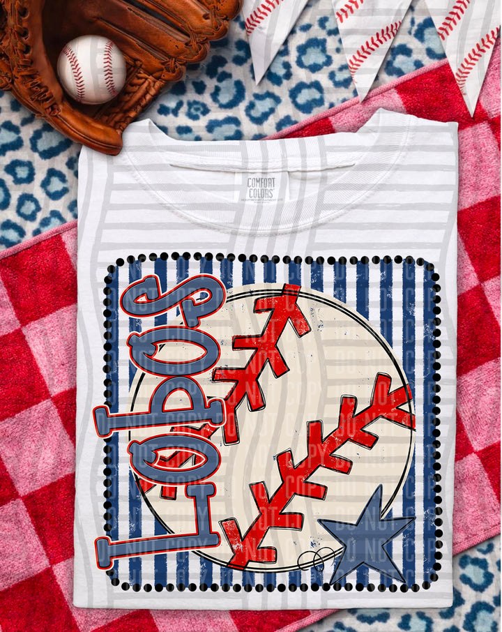 Baseball RWB Framed DTF Print