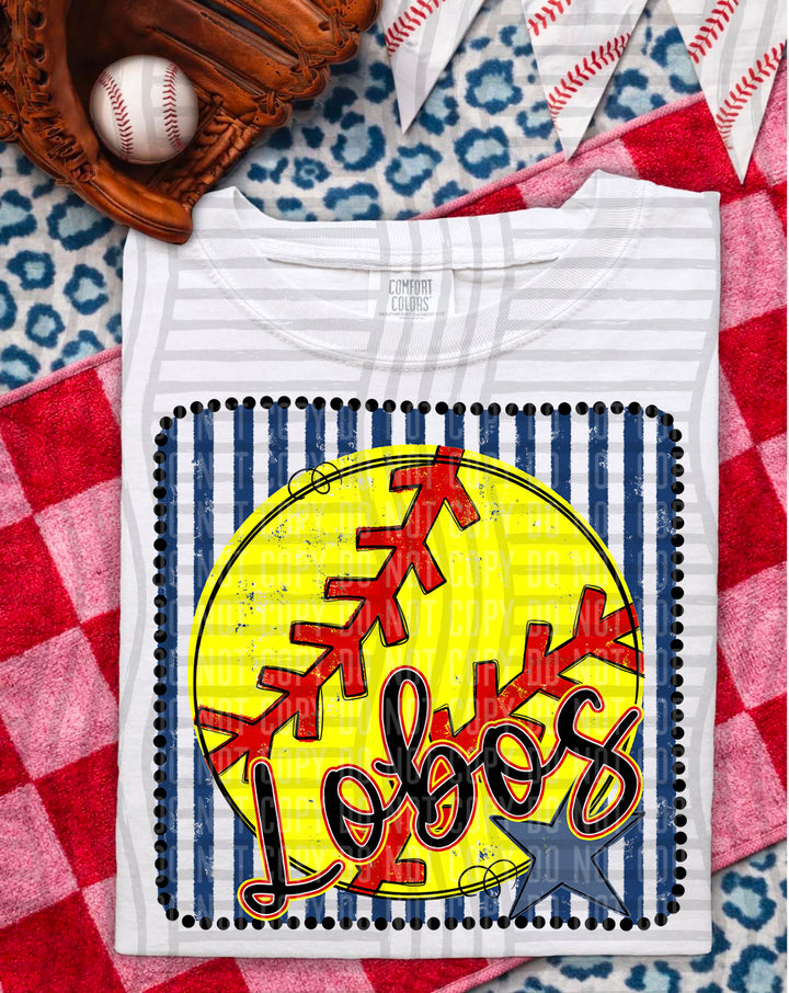 Softball RWB Framed Script DTF Print