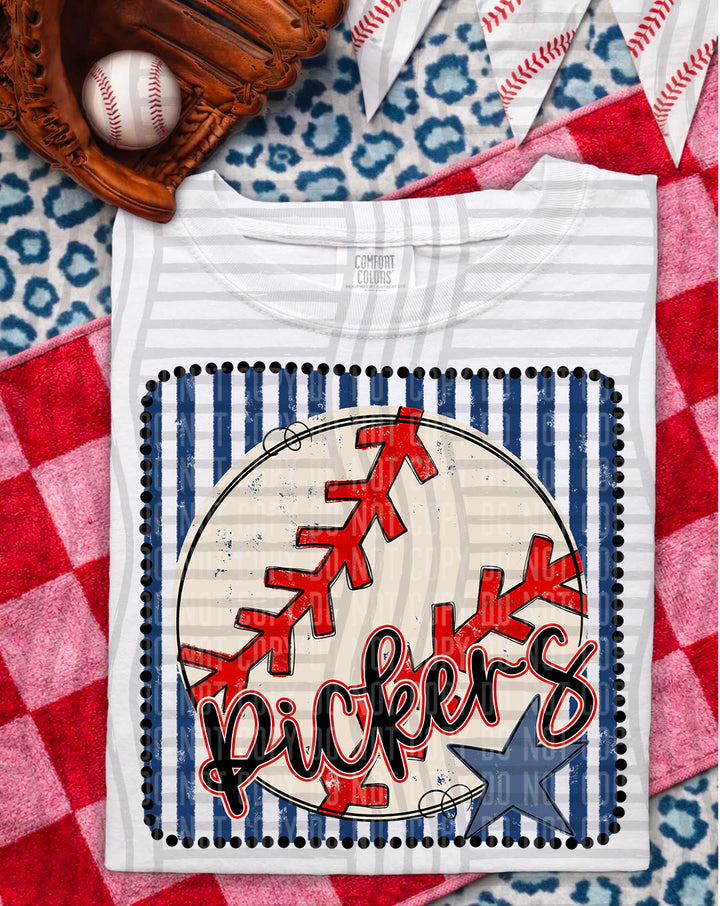 Baseball RWB Framed Script DTF Print