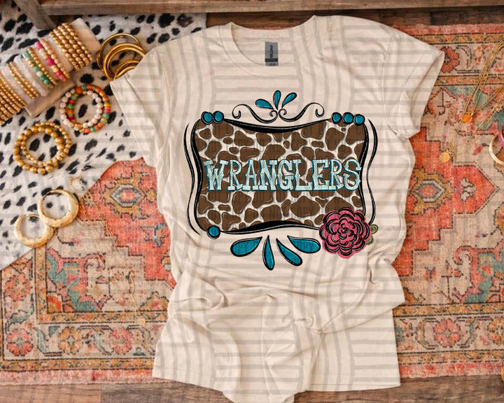 Cowhide & Turquoise Mascots DTF Print