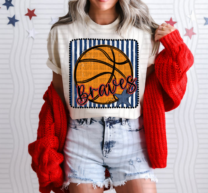 Basketball RWB Framed DTF Print
