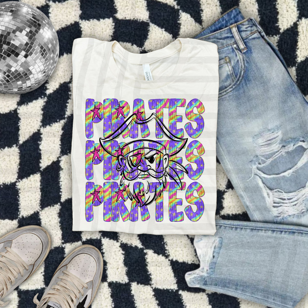 Rainbow Swirl Mascot Outlines DTF Print