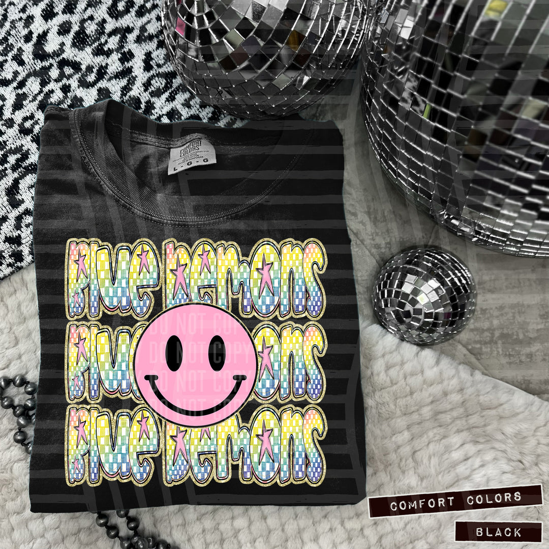 Pink Smiley Triple Stack DTF Print