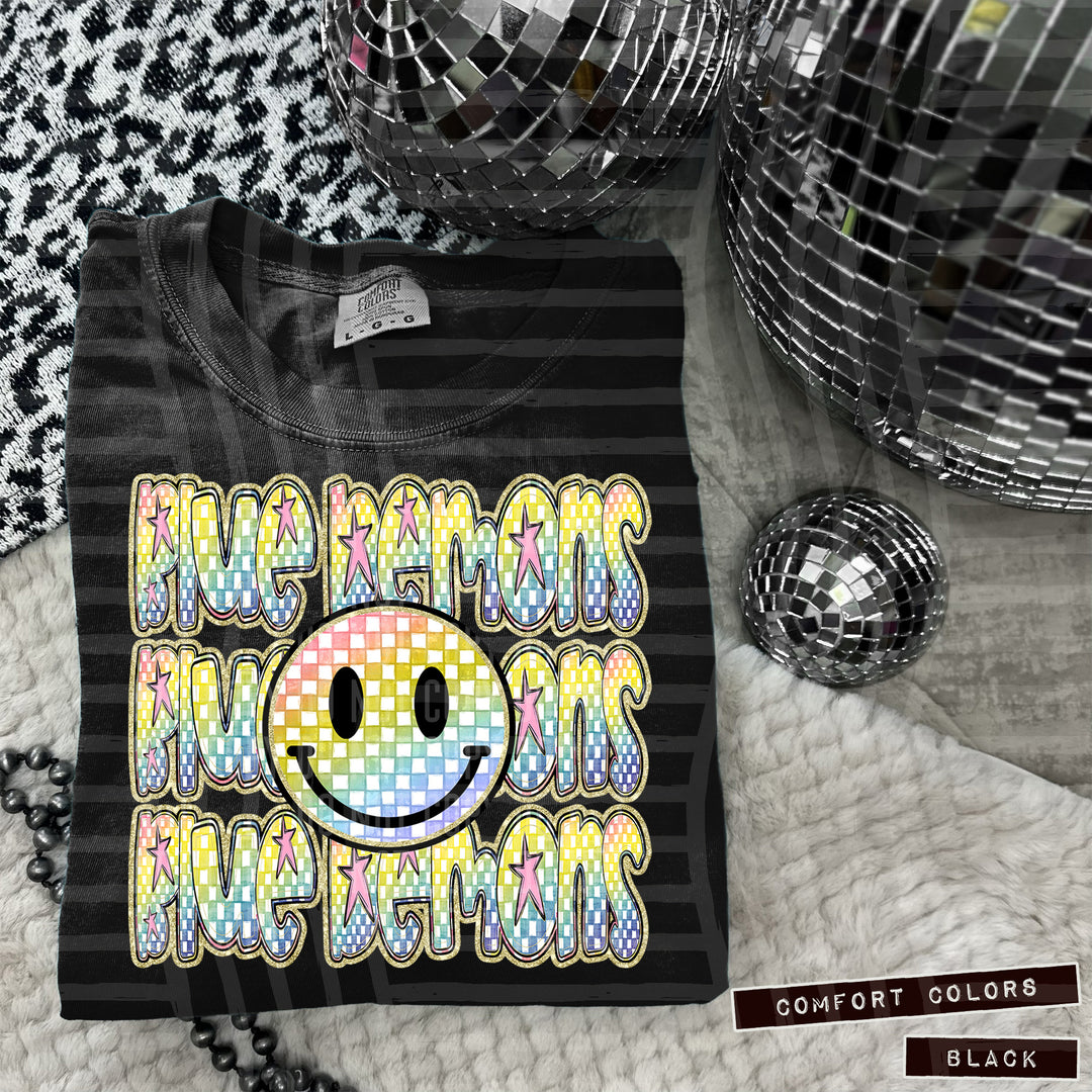 Rainbow Smiley Triple Stack DTF Print