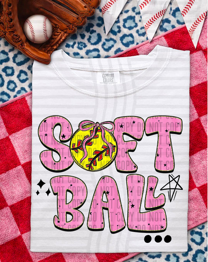 Softball Retro DTF Print