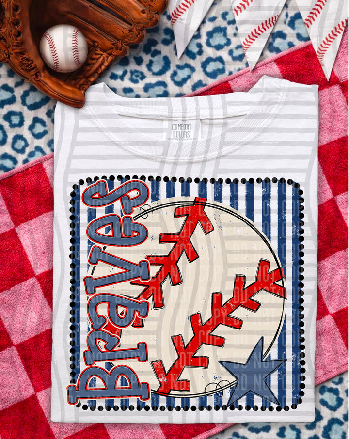 Baseball RWB Framed DTF Print