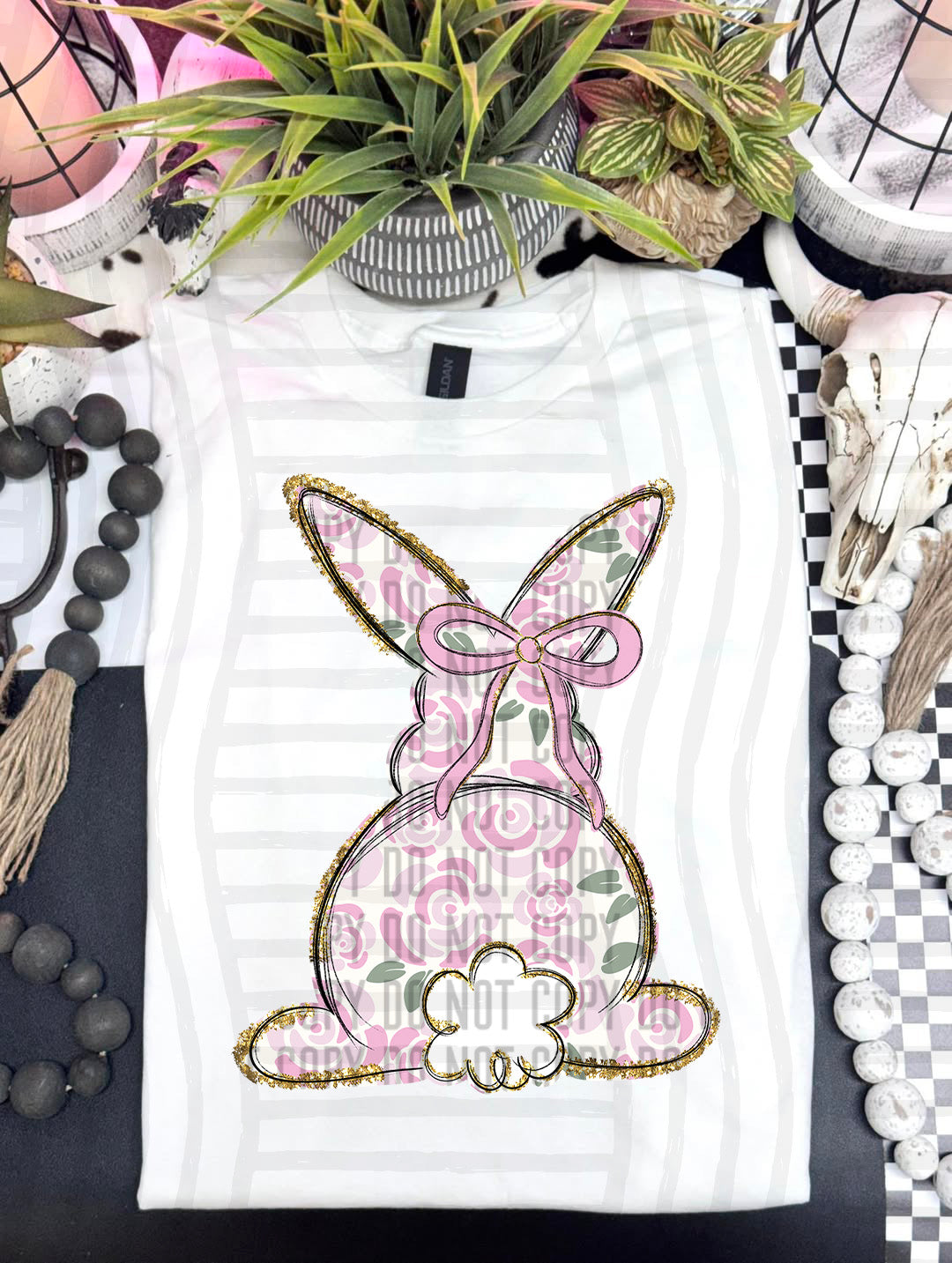Floral Bunny DTF Print