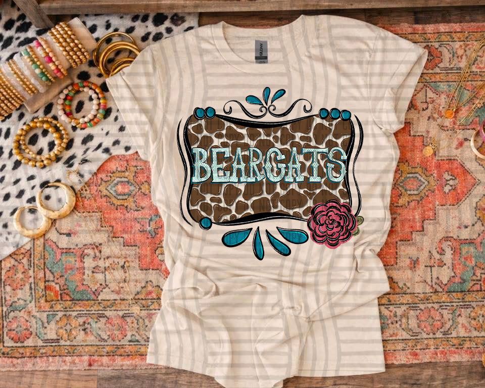 Cowhide & Turquoise Mascots DTF Print