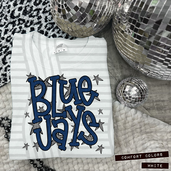 Navy Staggered DTF Print