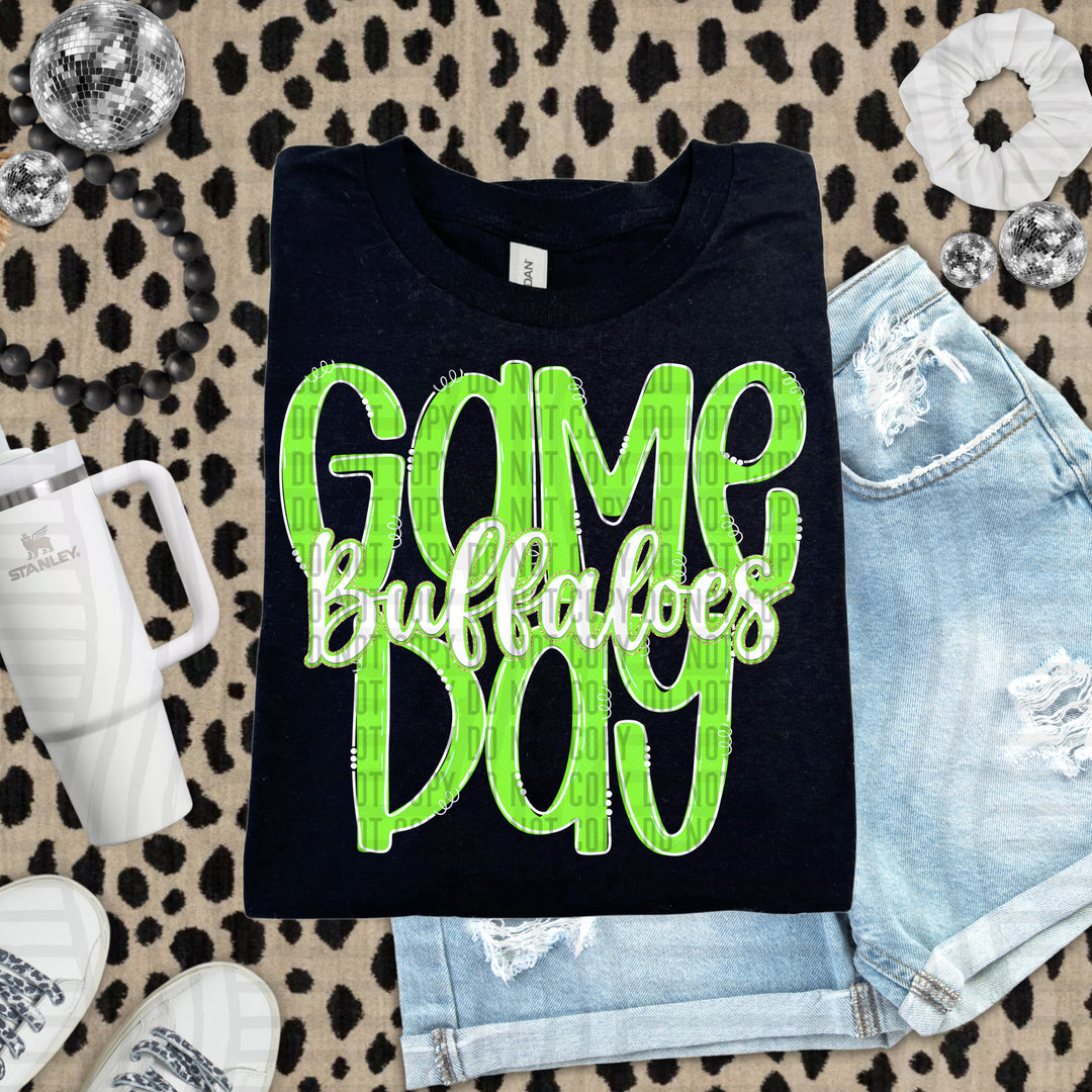 Doodle Gameday Lime DTF Print
