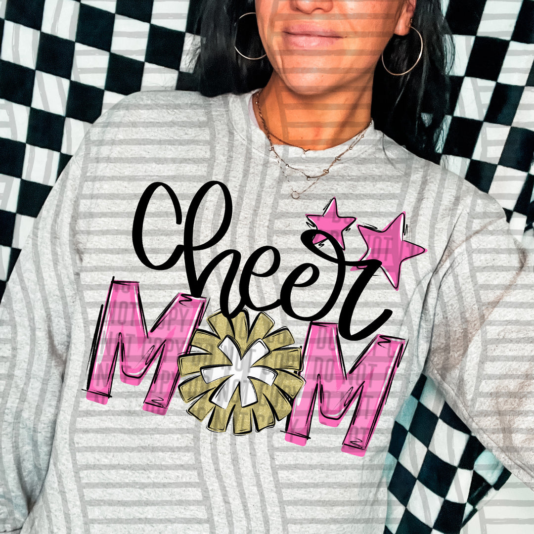 Sports Mom Cheer Gold DTF Print