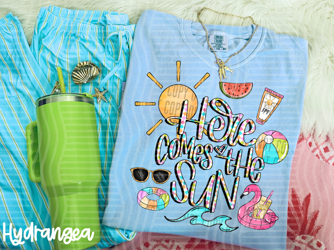 Here Comes The Sun Checker DTF Print