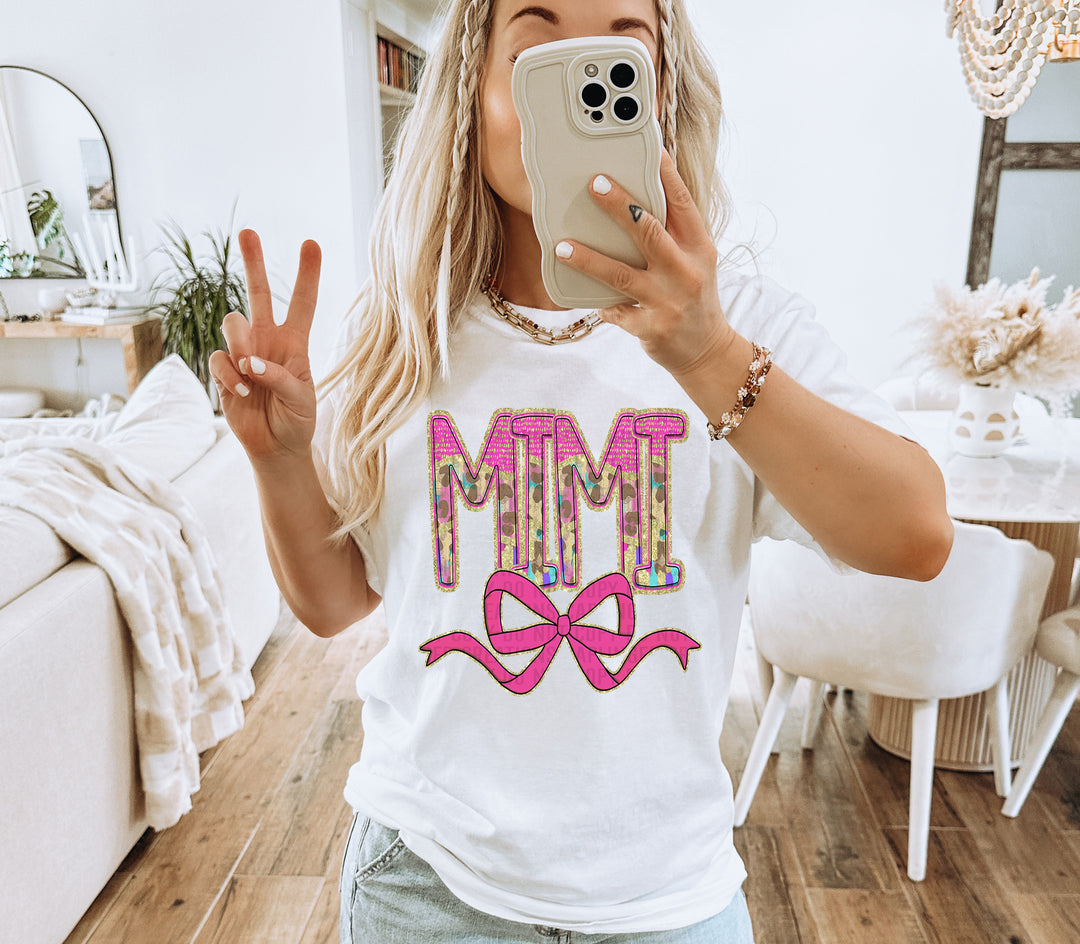Preppy Leopard Bow Mom Name DTF Print