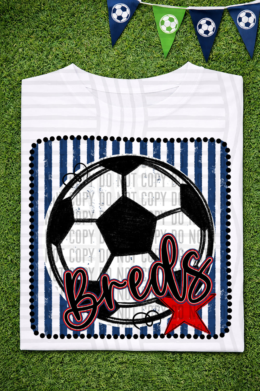Soccer RWB Framed DTF Print