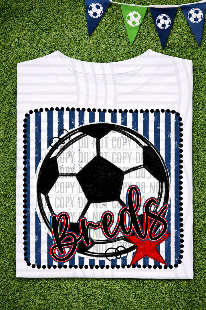 Soccer RWB Framed DTF Print