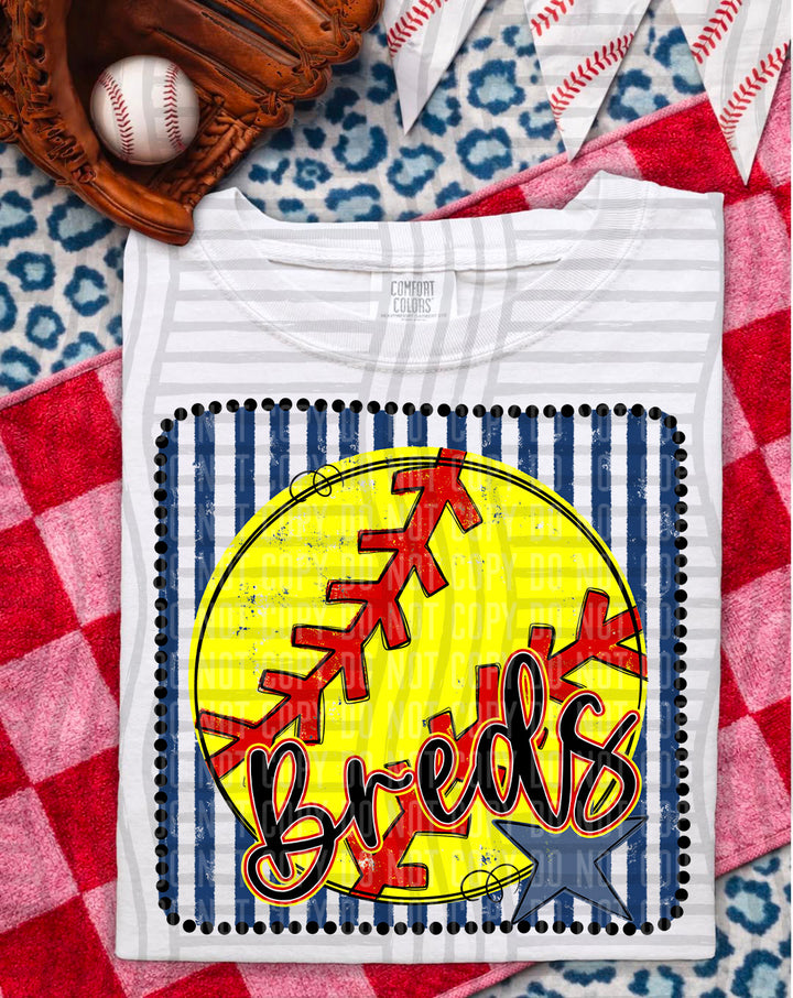 Softball RWB Framed Script DTF Print