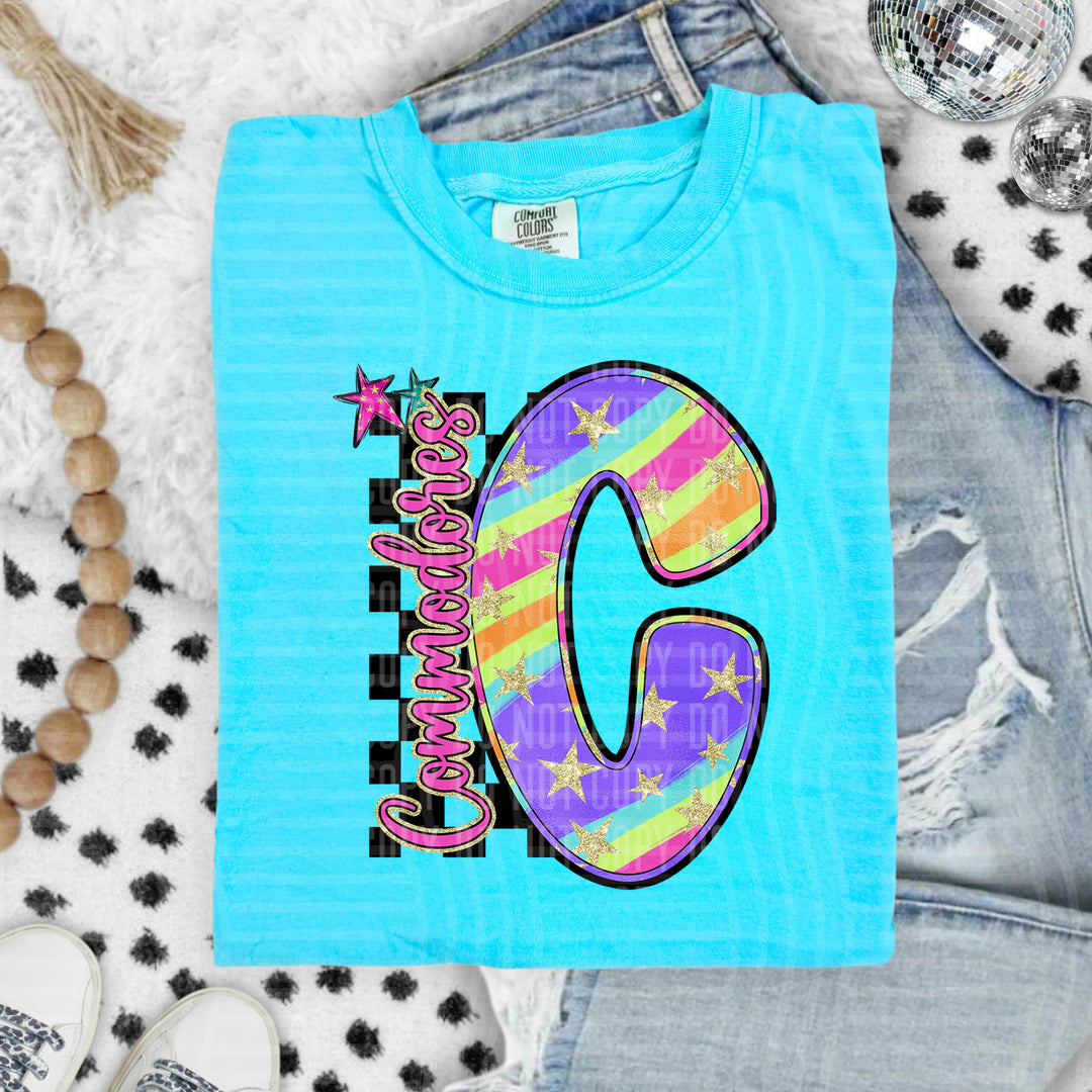 Rainbow Swirl Initials DTF Print