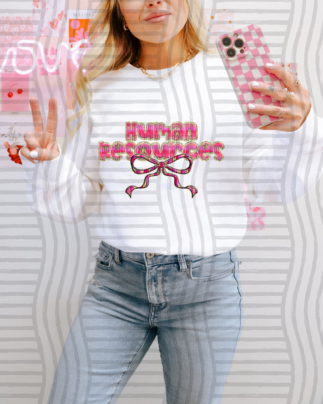 Pink Bow Occupations/Names DTF Print