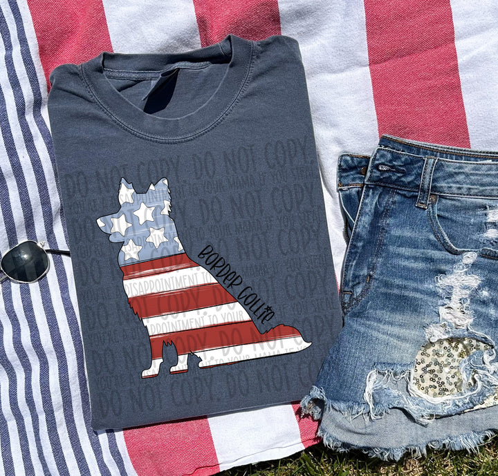 Patriotic Dog Designs Black Text DTF Print