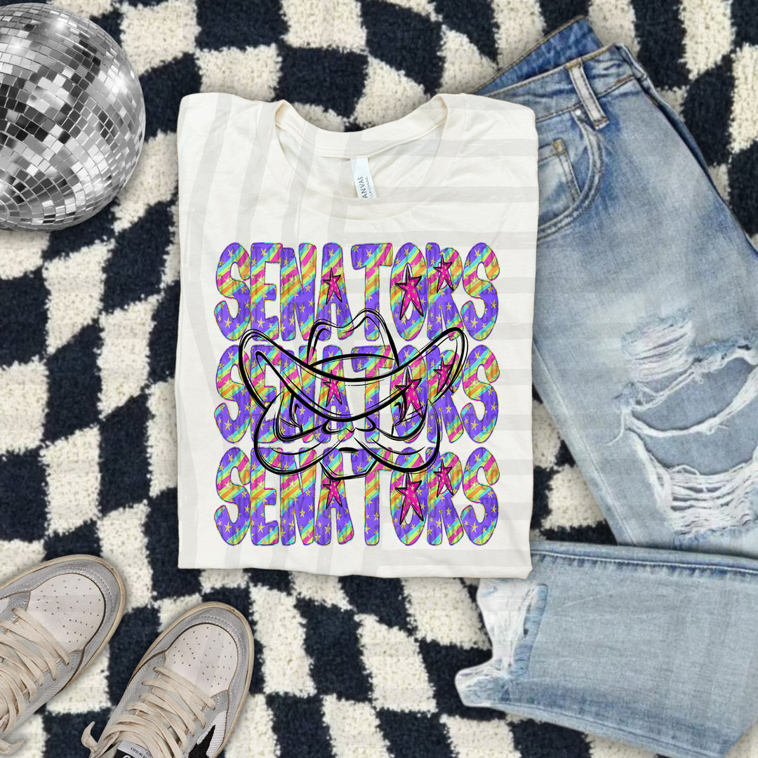 Rainbow Swirl Mascot Outlines DTF Print