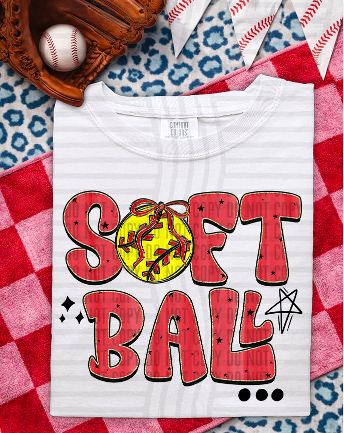 Softball Retro DTF Print