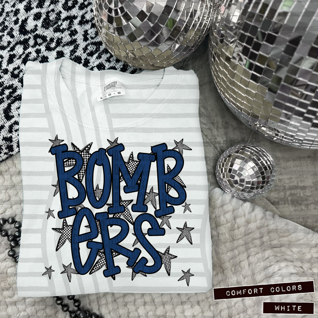 Navy Staggered DTF Print