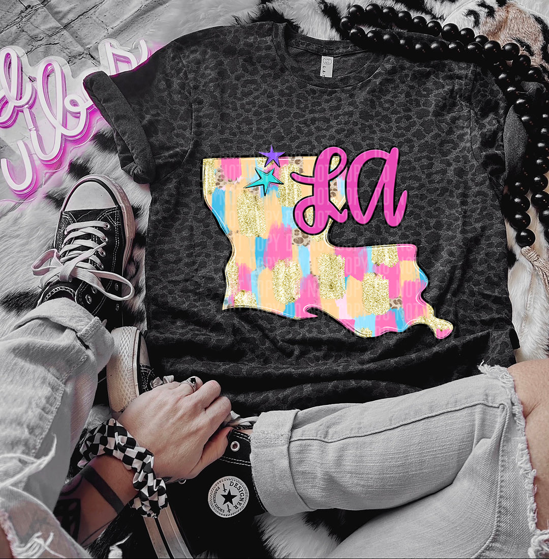 Preppy Bright Brushstroke States DTF Print