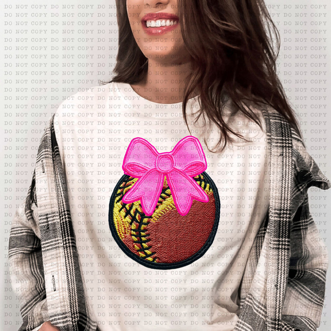 Softball Coquette Faux Patch DTF Print