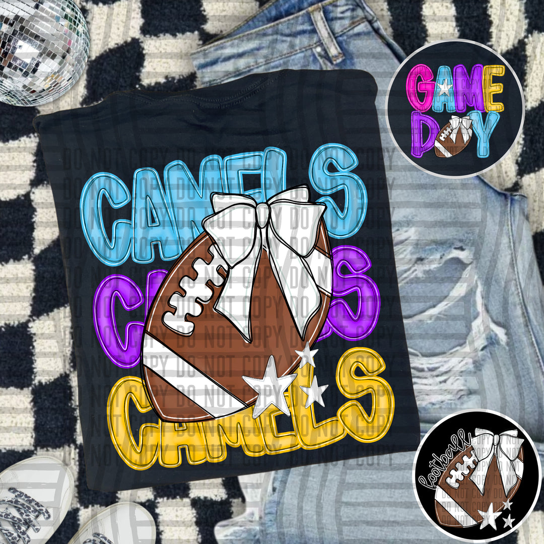 Bright And Preppy Football Stacked DTF Print