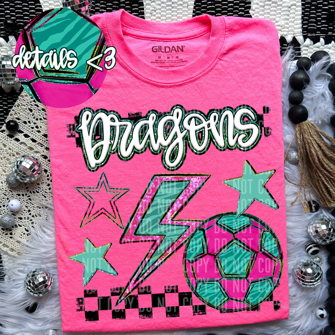 Rainbow Soccer Bolts DTF Print