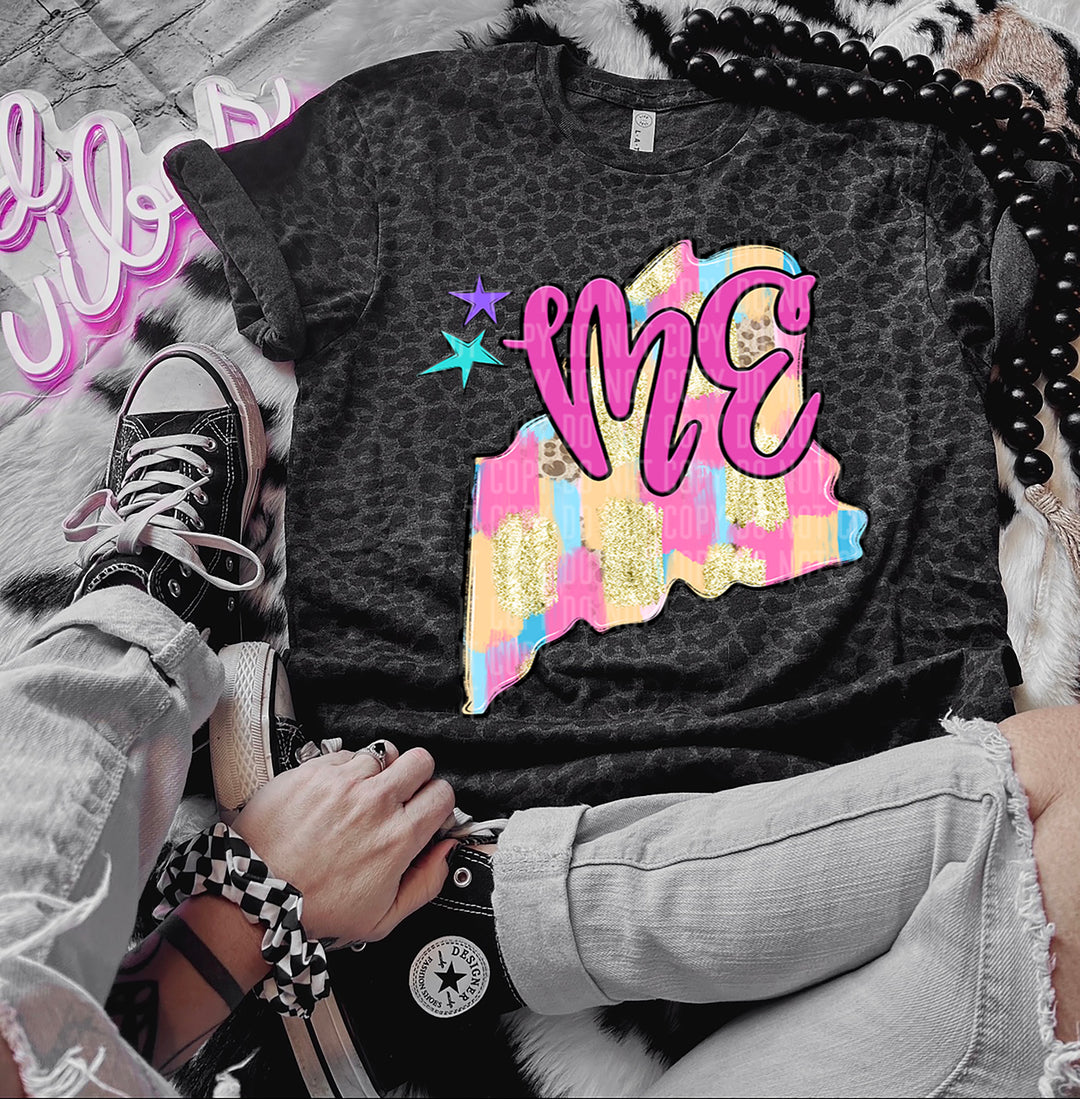Preppy Bright Brushstroke States DTF Print