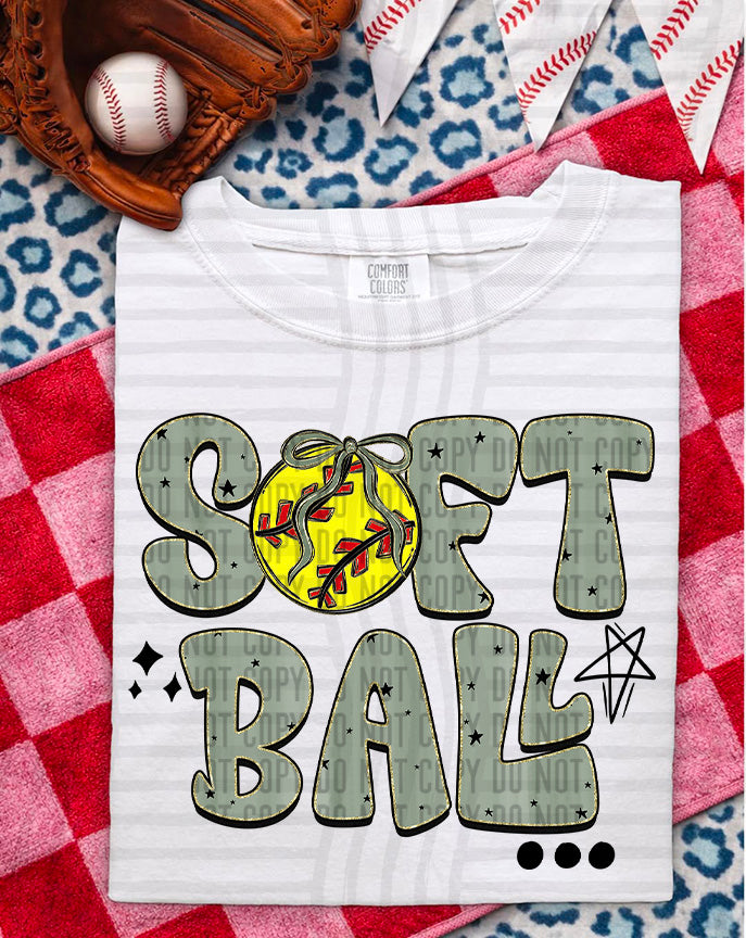 Softball Retro DTF Print