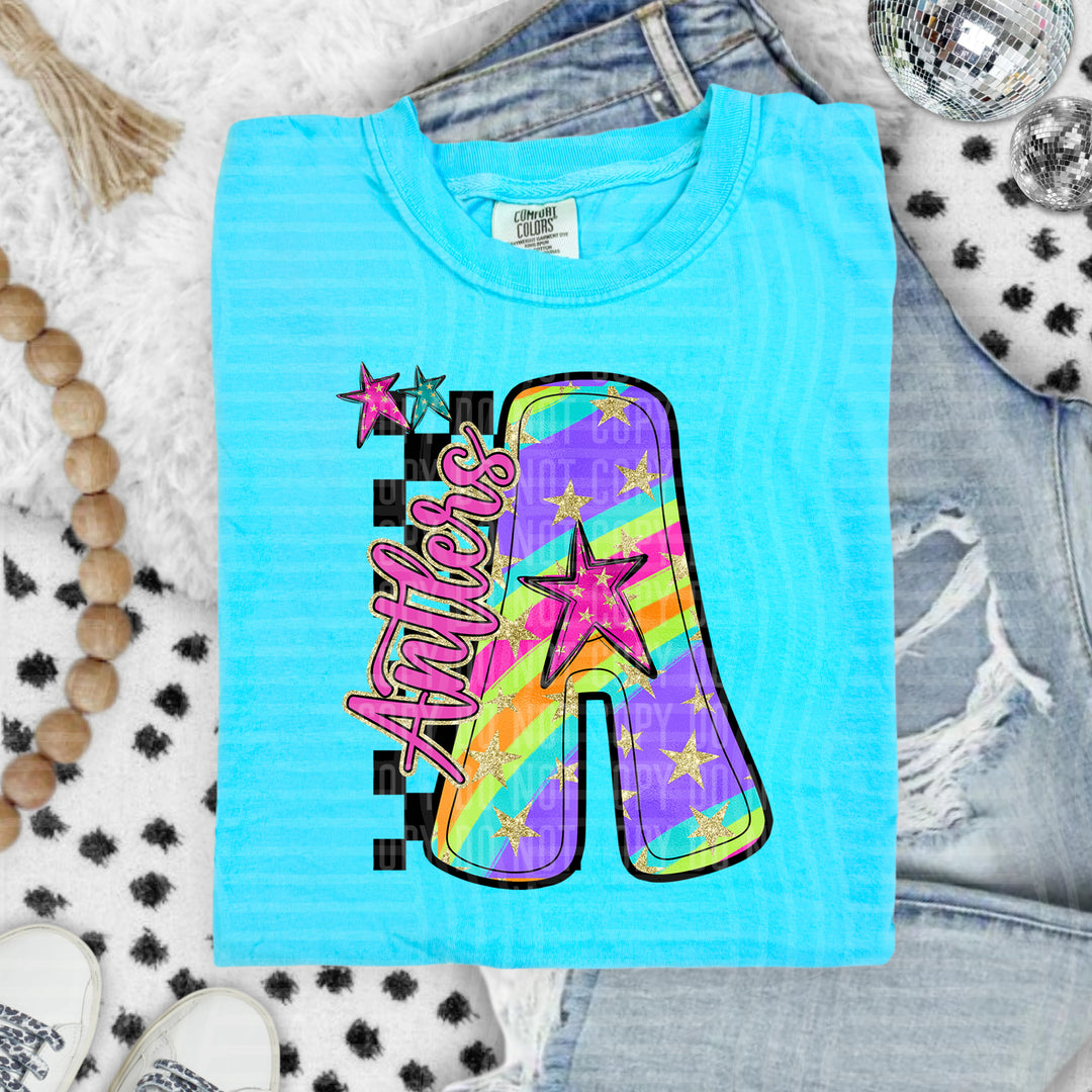 Rainbow Swirl Initials DTF Print